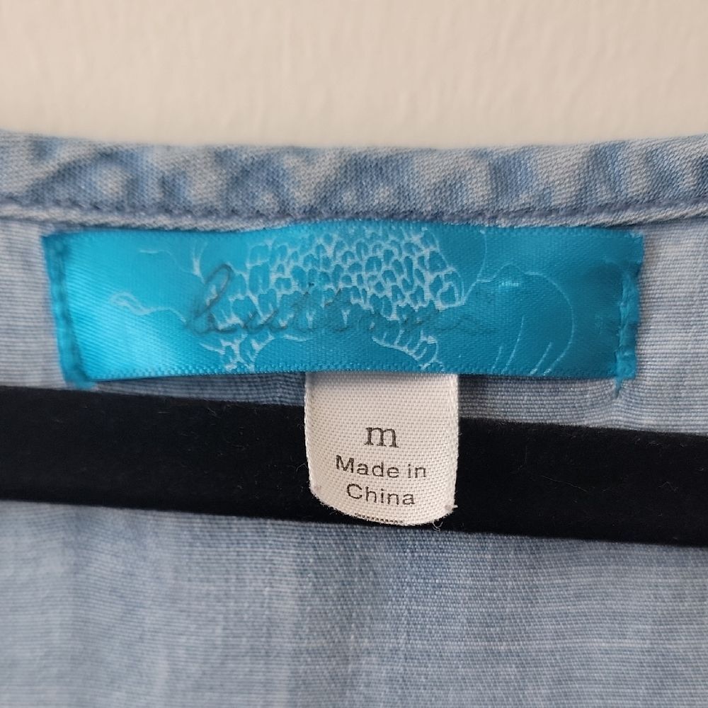 Buttons Light Blue Boho Tank Top Tunic - Picture 2 of 16